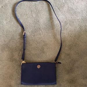 Tory Burch navy blue leather crossbody